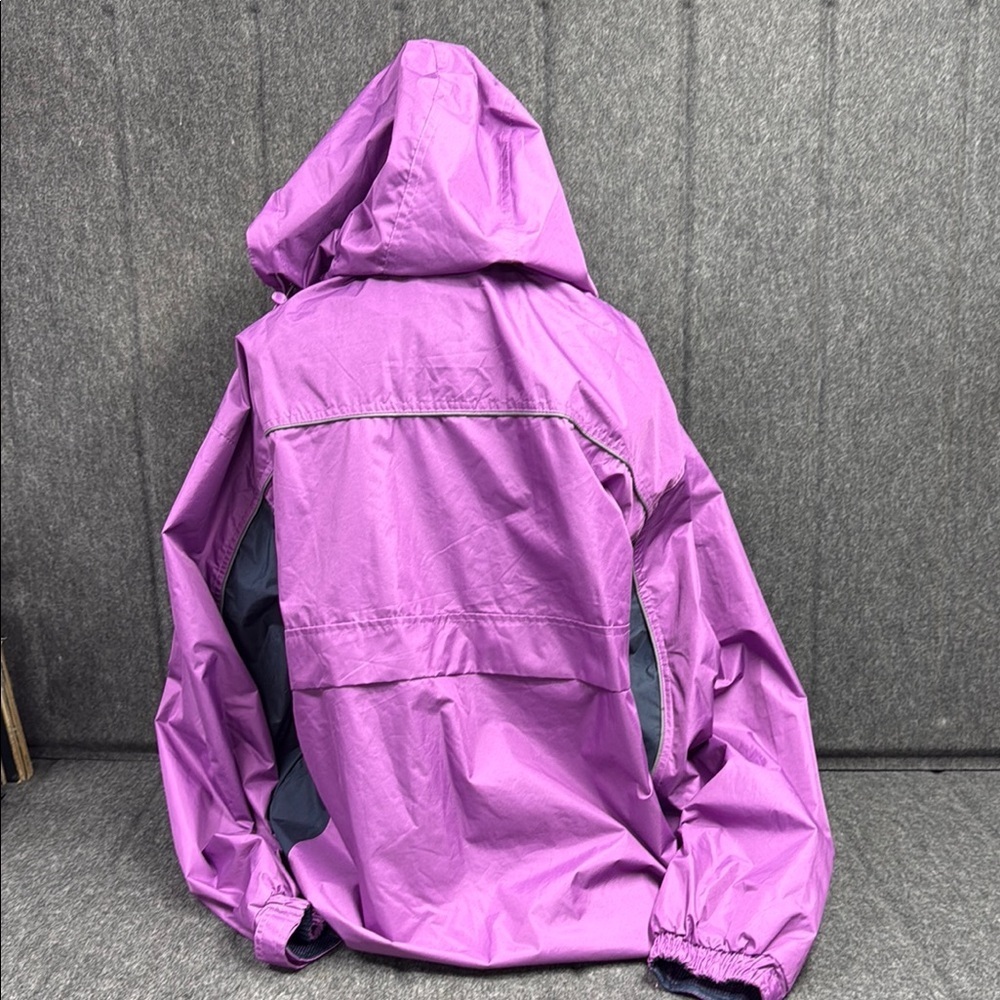 Purple Waterproof Raincoat with Hood and Graphic Detail - Picture 3 of 5